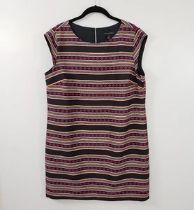 Banana Republic Size 14 Womens Black Purple Striped Dress - Picture 1 of 11