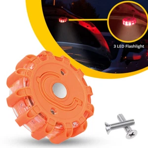 LED Road Safety Flares Disc Light Roadside Flashing Beacon Warning For RV Boat - Picture 1 of 11