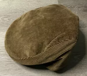 Vintage Corduroy Mens Brown Newsboy Cap Stevenson Made in Italy - Picture 1 of 7