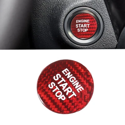Cubierta de botón de arranque de motor rojo fibra de carbono para Toyota 86 Camry Corolla RAV4 Foto 1 de 4
