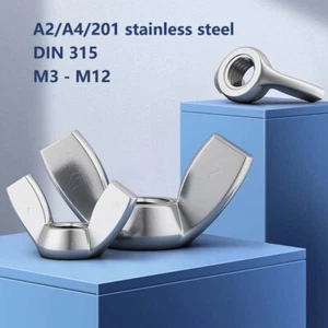 Wing Butterfly Nuts To Fit Bolts Screws Bzp Grd 4 DIN 315 M3 M4 M5 M6 M8 M10 M12 - Picture 1 of 26