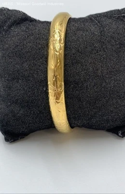 Brazalete Brazalete Grabado Floral Lleno de Oro 7" - 11,68 Gramos Foto 1 de 4