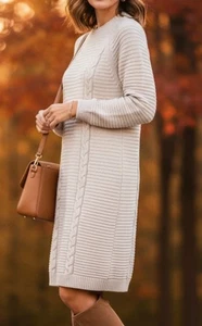 Banana Republic Sweater Dress Tunic Cable Knit  Size L - Picture 1 of 11