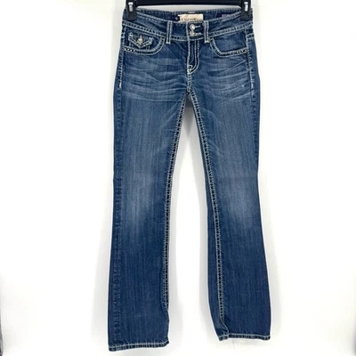 Vigoss Womens Bootcut Western Thick Stitch Denim Jeans Rhinestones Size 1/2 (26) - Image 1 of 4