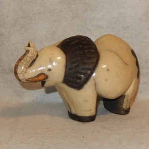 Arte original RAKU elefante sudafricano negro FENIX cerámica de colección arcilla animal - Imagen 1 de 8
