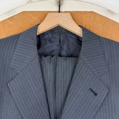 Traje Armani Para Hombres 42L Gris Rayas 3 Botones 100% Lana Italia Lona Pantalones 36x32 Foto 1 de 4