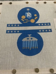 handpainted needlepoint canvas Julia Hanukkah 3D Dreidel Gold Coins Ornament - Picture 1 of 2