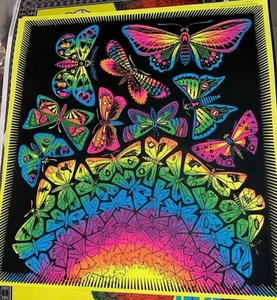 BUTTERFLIES VINTAGE 1970's BLACKLIGHT HEADSHOP POSTER By M.C. ESCHER -NICE! - Picture 1 of 6
