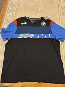 NWT PUMA MENS BMW MMS MOTORSPORT SDS TEE SHIRT BLACK BLUE GRAPHIC XXL - Picture 1 of 7
