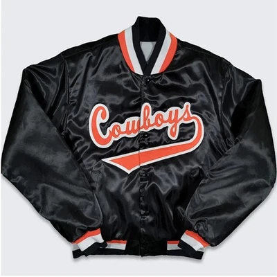 Oklahoma State Cowboys Chaqueta Bomber Negra Chaqueta De Colección US Tarifa Pagada  Foto 1 de 3