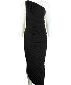 Norma Kamali Maxikleid schwarz Diana One-Shoulder Stretch-Jersey UK XS - Bild 1 von 3