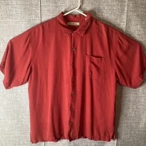 Tommy Bahama 100% Silk XL Hawaiian Shirt With Pocket. Rustic Red In Color - Picture 1 of 8