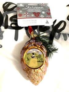 DISNEY PARKS SKETCHBOOK ORNAMENT SNOW WHITE 2-SIDED PINECONE NWT - Picture 1 of 3