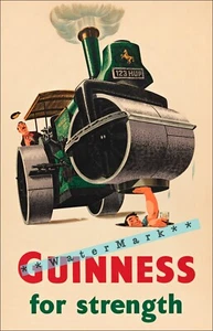 Apisonadora para fuerza Guinness Vintage Póster Estampado Estilo Retro Cerveza Anuncio - Imagen 1 de 4