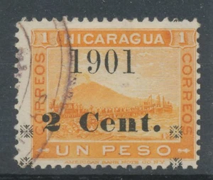 NICARAGUA 1901 2 Cent. On 1p yellow superb used MAJOR VARIETY: two overprinted - Picture 1 of 1
