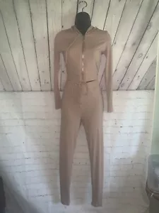 Khaki Two Piece Hooded Top And Leggings Size XS - Picture 1 of 2