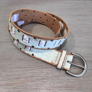Linea Pelle hellgrün Leder und Band Distressed Boho Gürtel Gr. S City Chic - Bild 1 von 7