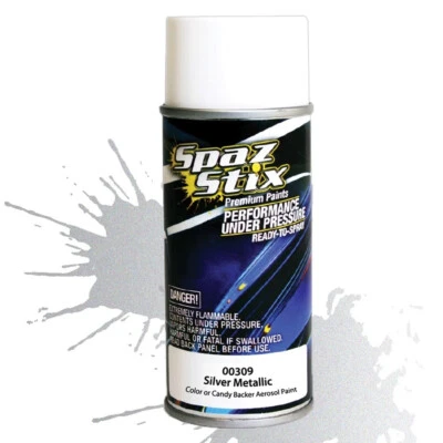 Pintura en aerosol Spaz Stix metálica plateada / "caramelo" para respaldo botella de 3,5 oz Foto 1 de 3