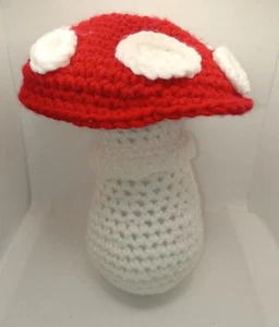 Handmade Crocheted Stuffed Toadstool Mushroom Toy / Home Decor - Picture 1 of 8