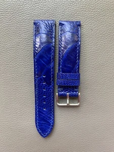 Blue Genuine Ostrich Skin leather Watch Strap Band 16 17 18 19 20 21 22 23 26mm - Picture 1 of 14