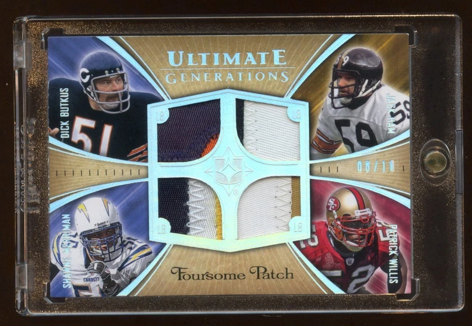 2008 UD ULTIMATE QUAD PATCH #D 8/10 DICK BUTKUS-JACK HAM-PATRICK WILLIS-MERRIMAN - Image 1 of 1
