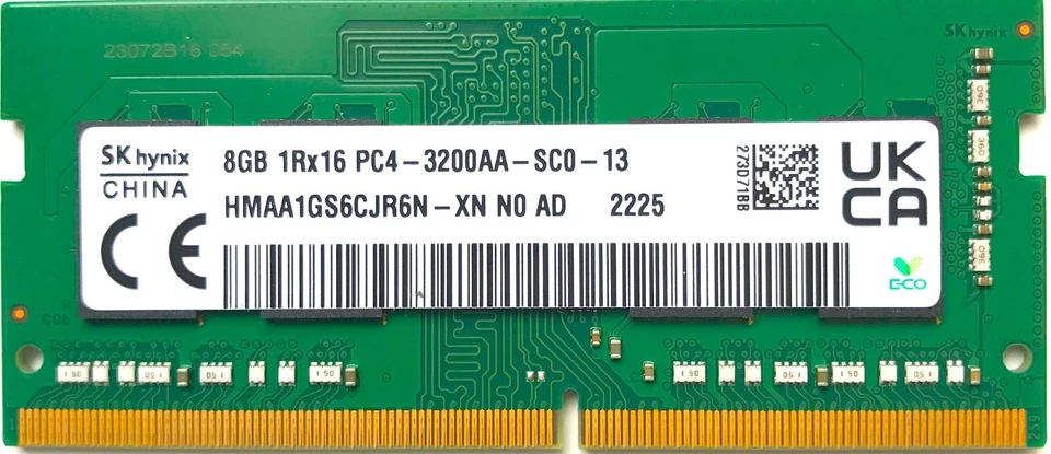 SK Hynix 8GB 1Rx16 PC4-3200AA-SC0-13 DDR4 25600MHz SDRAM HMAA1GS6CJR6N-XN - Image 1 of 1