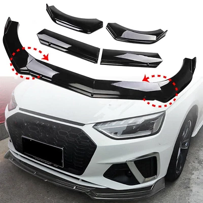 Front Bumper Spoiler Chin Splitter Body Kit Glossy Black For AUDI A3 A4 A5 A6 - Изображение 1 из 4