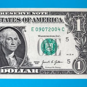 September 7, 2004 / 9 July 2004 (E 09072004 C) BIRTHDAY $1 One Dollar Bill *UNC* - Picture 1 of 4