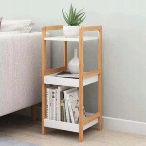 Bamboo Ladder 3 Tier Shelf Unit Bookcase Living Room Storage Shelving Display - Picture 1 of 5