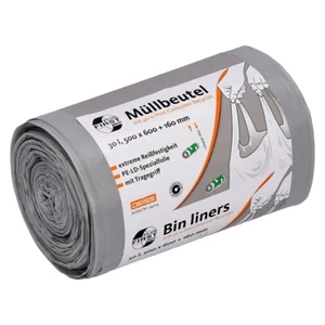 DEISS First Plus pcr Müllbeutel mit Tragegriff 30 Liter Grau Abfallbeutel Beutel - Bild 1 von 1