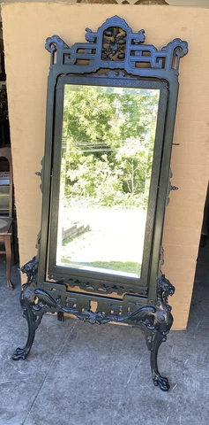 RARE WINGED GRIFFIN EBONIZED CHEVAL MIRROR, ATTR. HERTER Cover