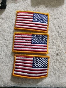 3 Military US Army Shoulder Patches USA Reversed Flags with Hooked Backs - Picture 1 of 2
