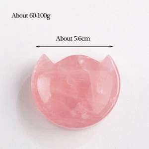 1 Pc Natural Rose Quartz Hand Carved Lovely Cat Bowl Crystal Reiki Healing - Picture 1 of 5