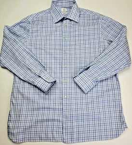 Ike Behar Performance 100 Non-Iron Men's L/S Blue Plaid Dress Shirt 16.5/34 - Picture 1 of 12