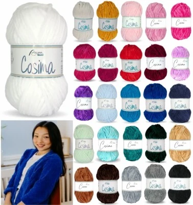 RELLANA 100g Cosima Chenillegarn Schnell Strickwolle weich stricken häkeln GP 49,50€/kg