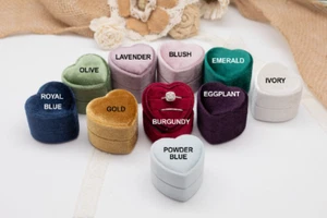 10 Farben Luxus Handarbeit Samt Ring Box Herz Doppelschlitz Verlobung - Bild 1 von 7