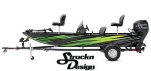 Kit de calcomanías gráficas de vinilo rasgadas descoloridas amarillas verdes descoloridas peces barco envoltura pesca - Imagen 1 de 1