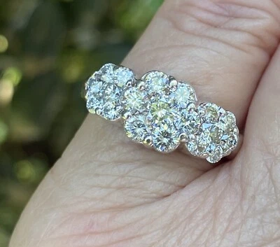 ANILLO BRILLANTE ORO BLANCO 14K DIAMANTE GENUINO RACIMO Foto 1 de 4