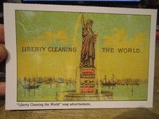 S4 NEW YORK CITY Postcard Statue of Liberty Cleaning the World Soap Advertising