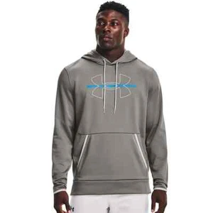 NWT Under Armour Men's Concrete Gray Logo Fleece Hoodie S - Picture 1 of 3