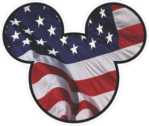 American USA Flag Mickey Mouse Car/Window Decals Stickers - Set of Three - Imagen 1 de 2