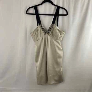 BCBGMAXAZRIA Platinum Dress Silk Trim , Sequin & Bead Trim - Picture 1 of 9
