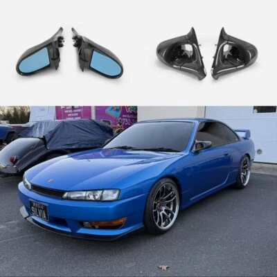 For Nissan 200SX Silvia S14 S14A (LHD) Carbon Fiber Side Rear view Aero Mirror - Image 1 of 4