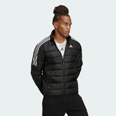 Adidas Outdoor Down Puffer Jacket With Three Stripes Black Coat RRP £75 - Image 1 of 4
