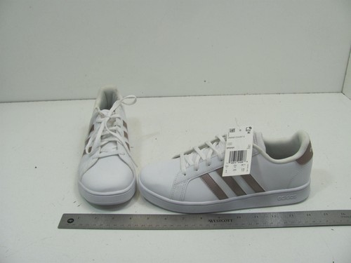 Scarpe da tennis Adidas ragazze donna Grand Court K bianche e oro granito a righe taglia 6