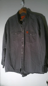 Wrangler FR Shirt Mens XXL Grey Riggs Workwear Button Down Long Sleeve Cotton - Picture 1 of 10