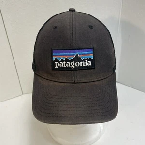 PATAGONIA SnapBack TRUCKER Hat Cap MESH BACK HIKING BIG PATCH - FADED BLACK - Picture 1 of 4