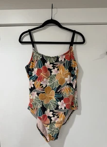 Hurley Womens Large One Piece Swimsuit Floral Hawaiian Surf Skate Beach Sexy - Picture 1 of 12