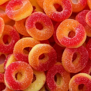 Peach Rings - 2 Pound Bulk Pack - Gummy Candy - Sour and Sweet Classic Treat - Picture 1 of 7