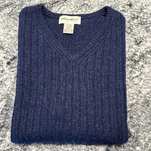 Eddie Bauer Suéter Chaleco Para Hombres M Azul Marino 100% Lana Cuello en V Pullover Clásico Años 90 - Imagen 1 de 5